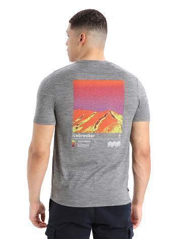 Gritstone Heather Men's Icebreaker Merino Tech Lite II Short Sleeve Alpine Zone T Shirts | USA 1178ILHS